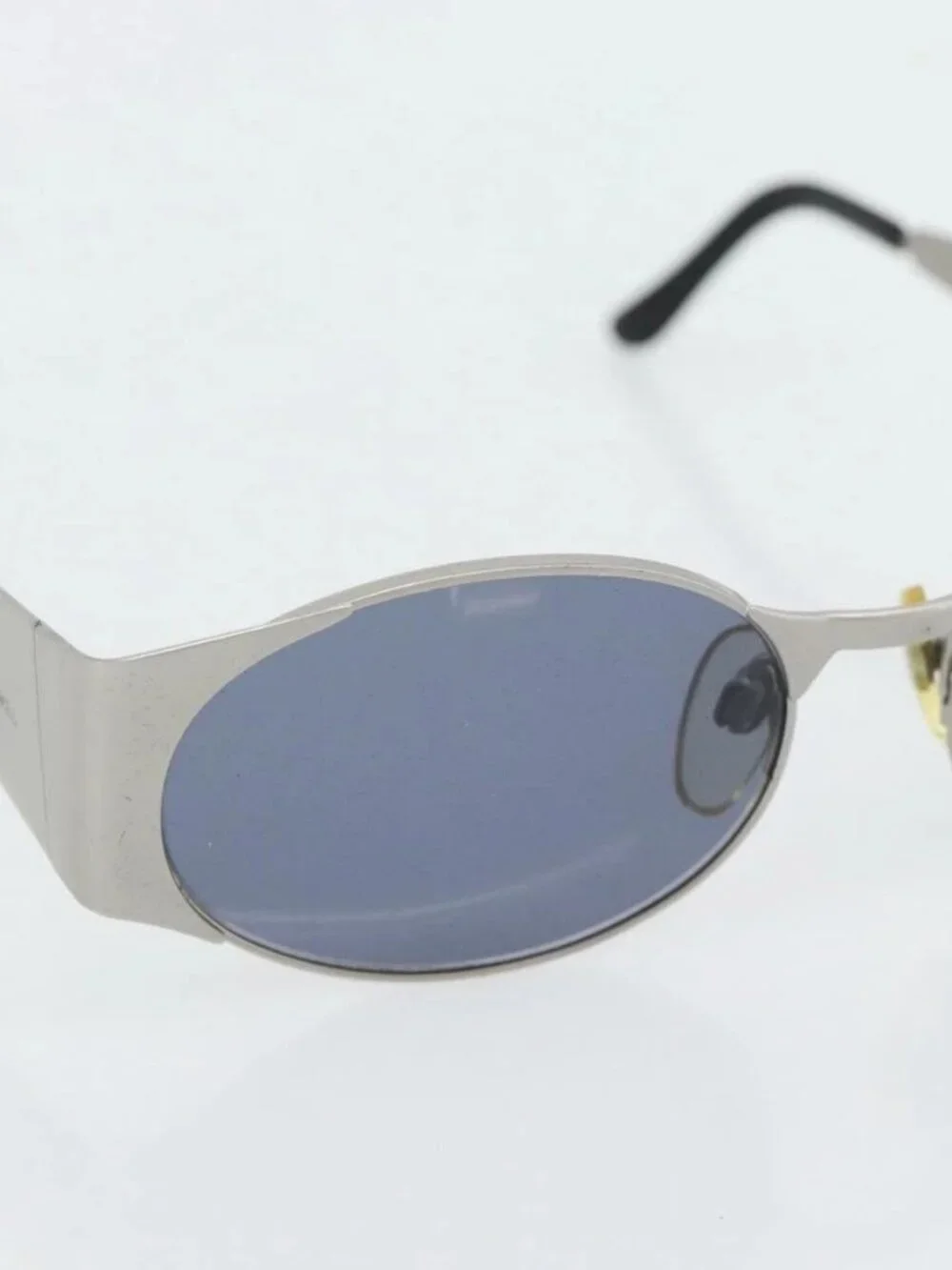 CHANEL Sunglasses metal Silver CC Auth 181482